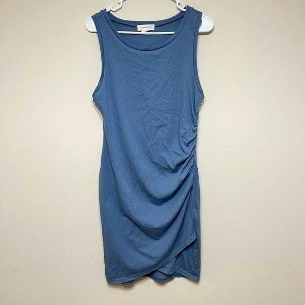 Treasure & Bond Blue Sleeveless Jersey Ruched Dre… - image 2