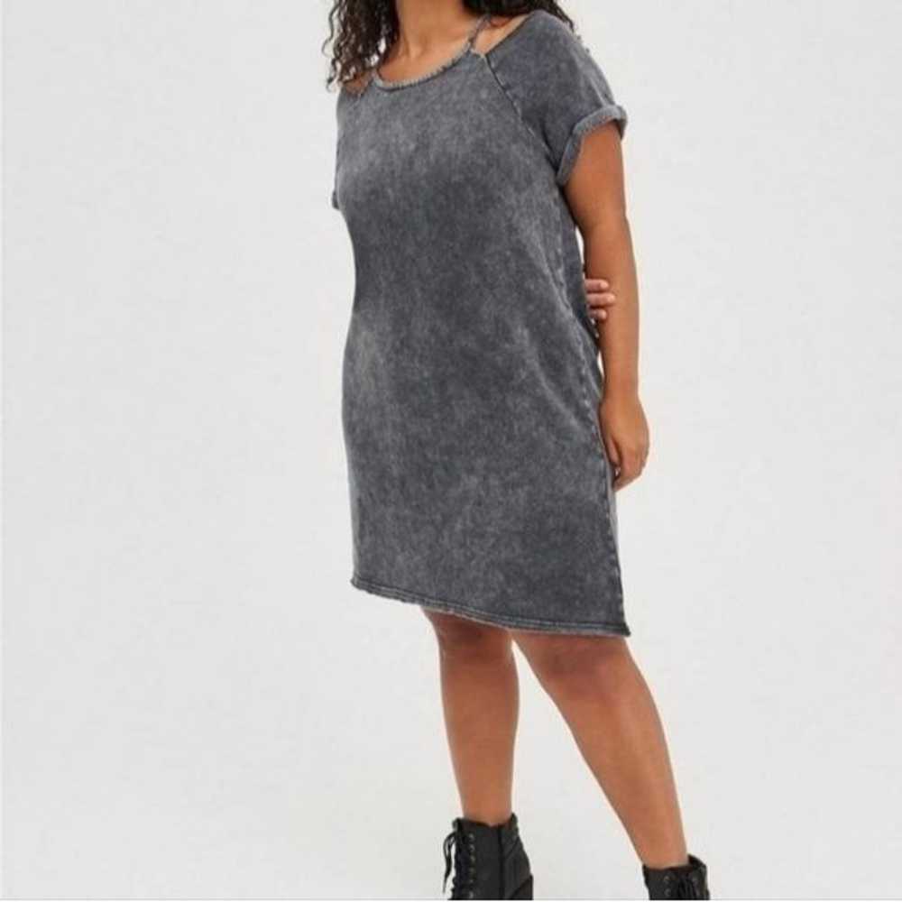 Torrid Mini Fleece Grey Acid Wash Cold Shoulder S… - image 2