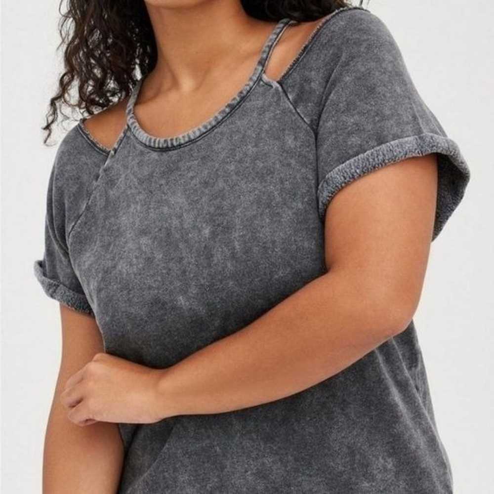 Torrid Mini Fleece Grey Acid Wash Cold Shoulder S… - image 5