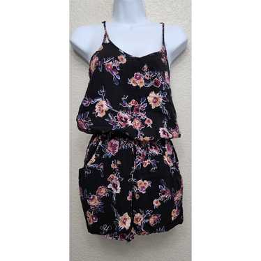 Pink Rose Black Pink Floral Spaghetti Straps Racer