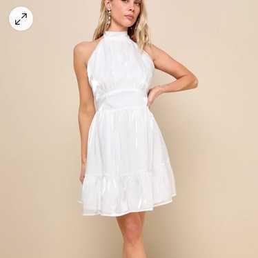 Lulus Shiny White Halter Dress