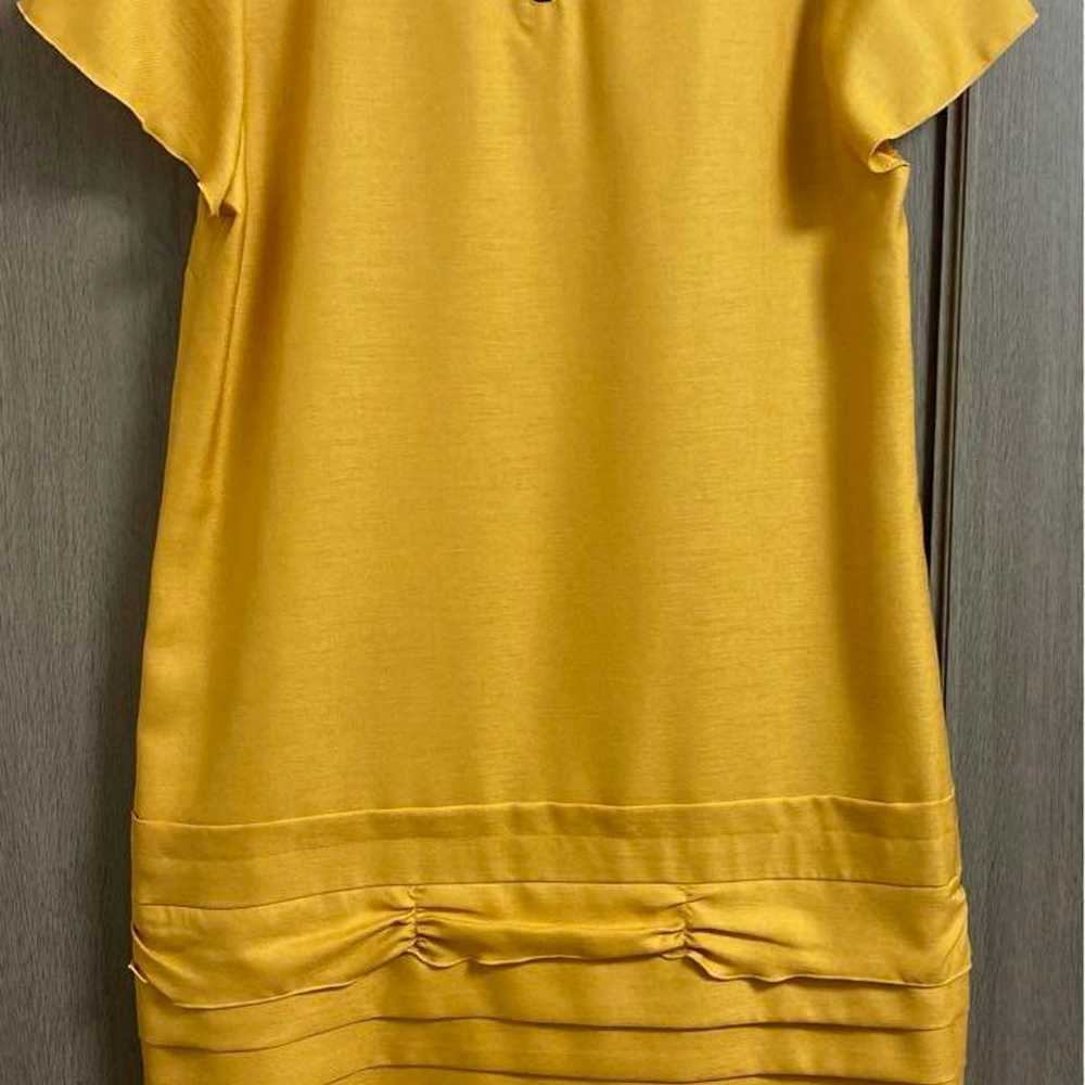 Yellow Short Sleeve Pleated Design Dress - image 3