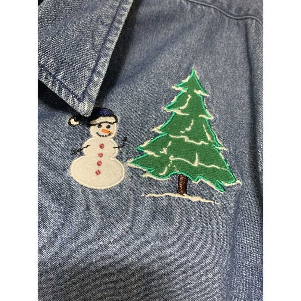 Vintage Holiday Editions Denim Button Shirt Chris… - image 3