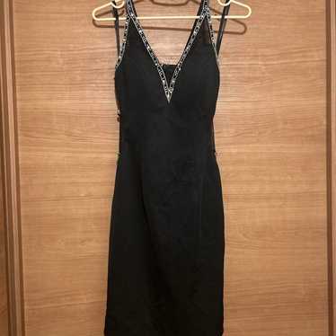 Black cabaret dress slip dress with beads, size S - image 1