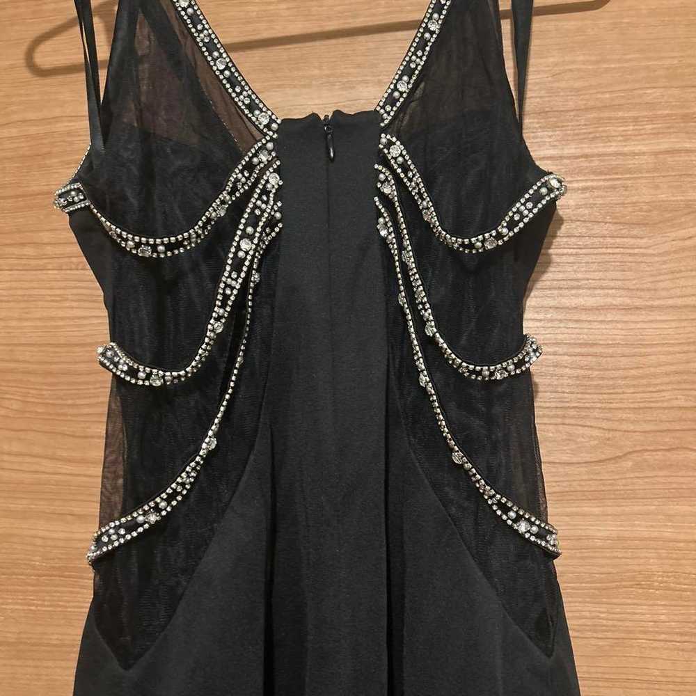 Black cabaret dress slip dress with beads, size S - image 3