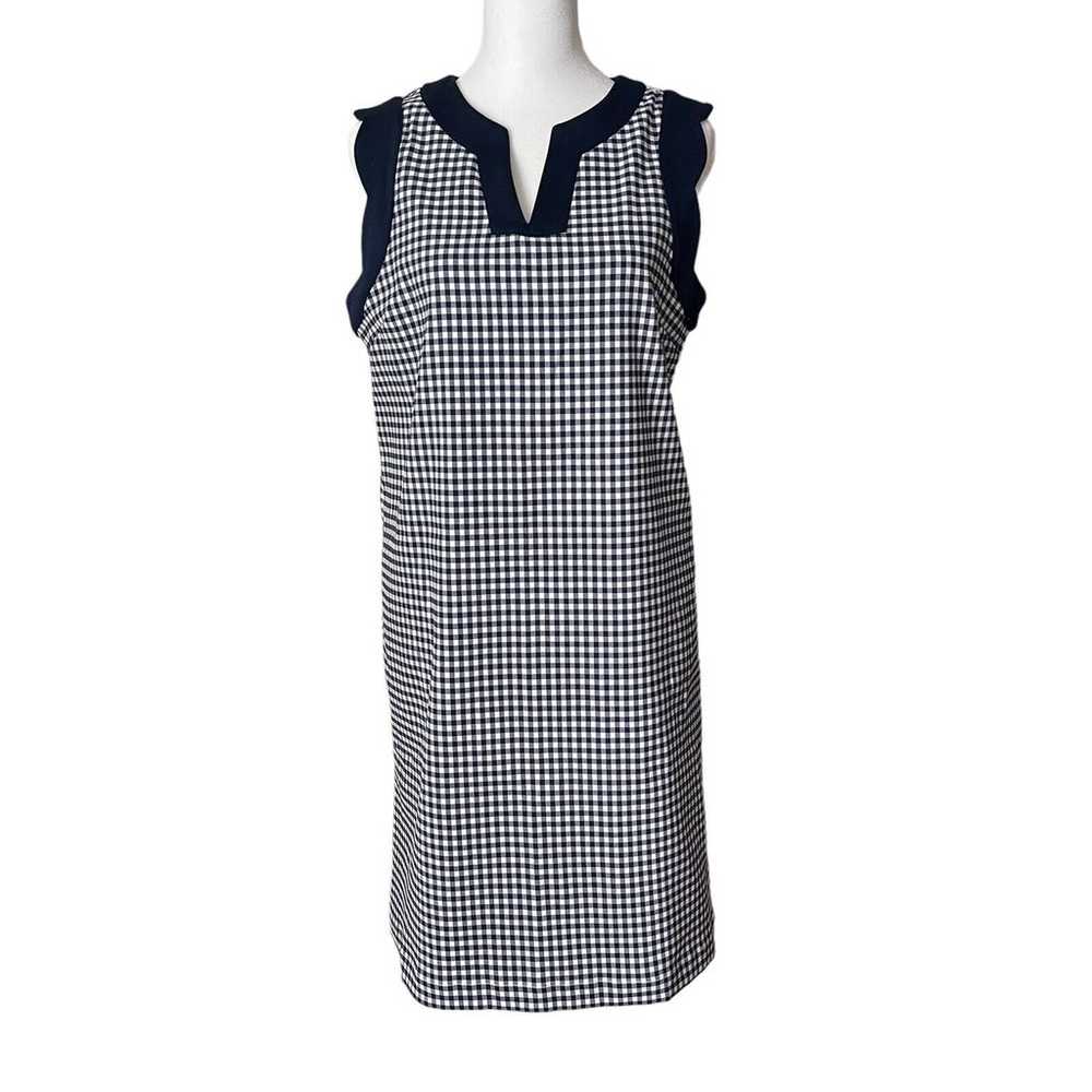 Sara Campbell Small Shift Dress Blue White Gingha… - image 1