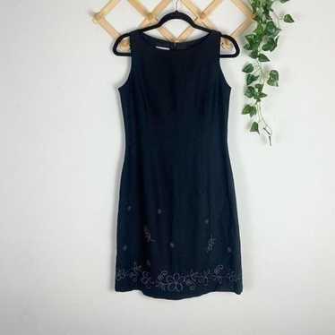 VINTAGE YL Shift Embroidered Dress Black Size 6 GU