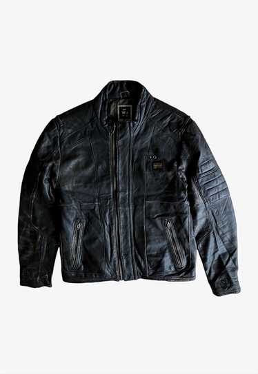 Vintage Y2K Men's G-Star Raw Leather MFD Biker Jac