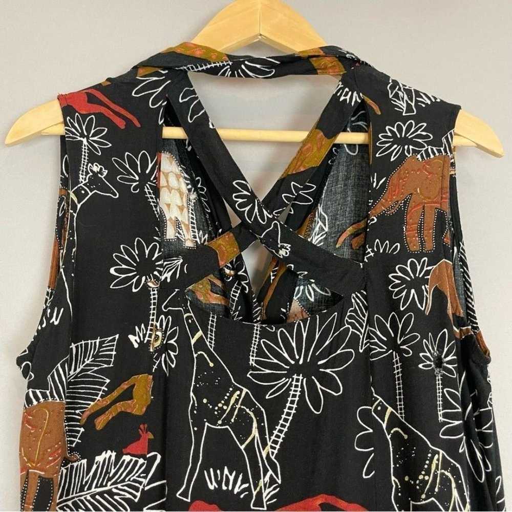 Vintage Jungle Dress Animals Black Sleeveless Cut… - image 5