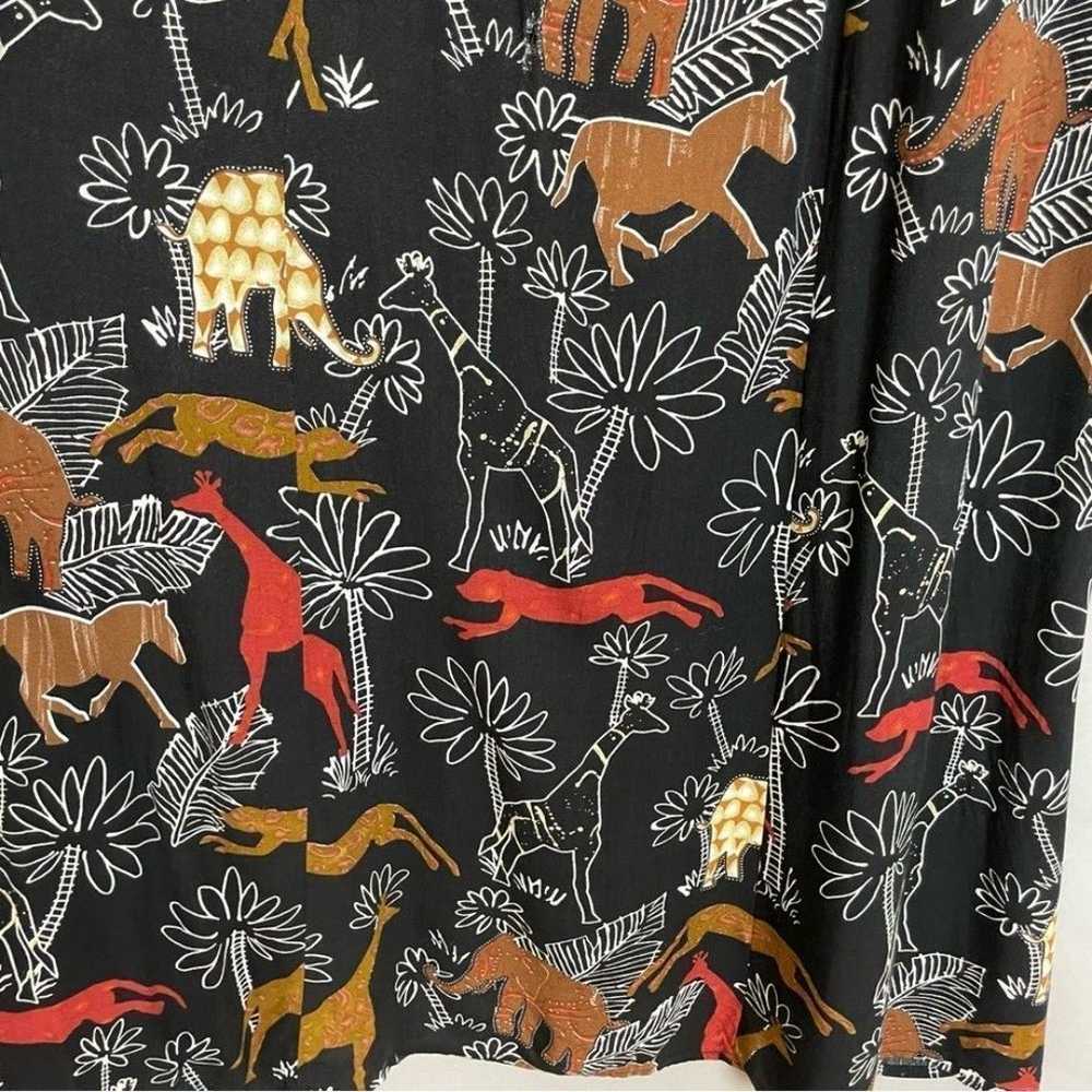 Vintage Jungle Dress Animals Black Sleeveless Cut… - image 7