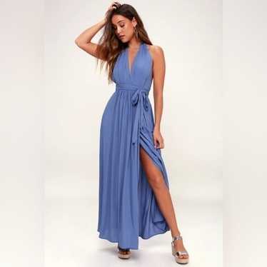 Lulus Magical Movement Periwinkle Blue Wrap Maxi D