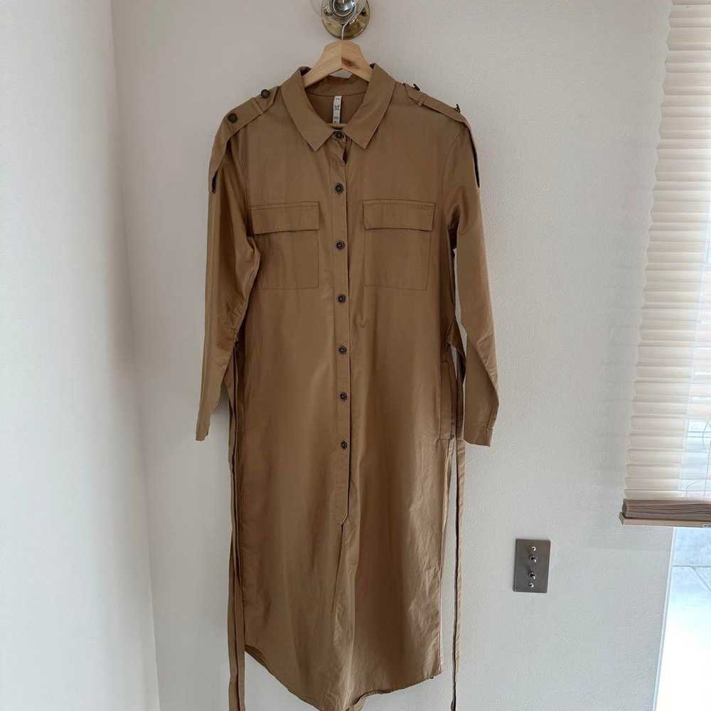 ZARA Shirt Dress Beige Long Women's Maternity - image 4