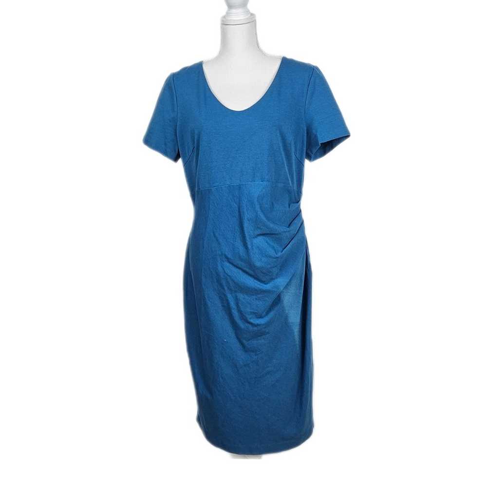 Boden 14 R Blue Honor Ponte Dress Pencil Midi Ruc… - image 1