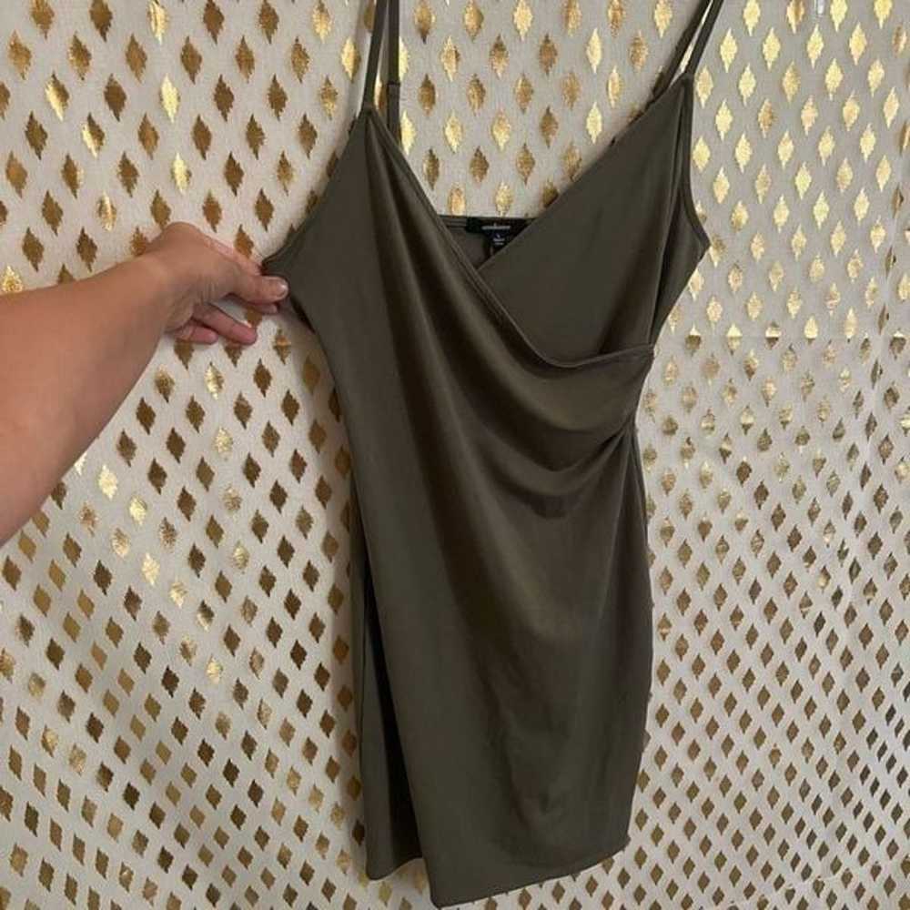 Wrap dress Olive green sage short mini skirt size… - image 3