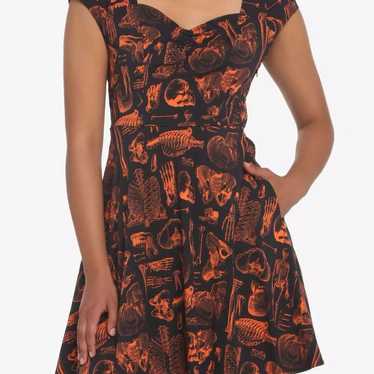 Hot Topic Black & Orange Anatomy Dress - image 1