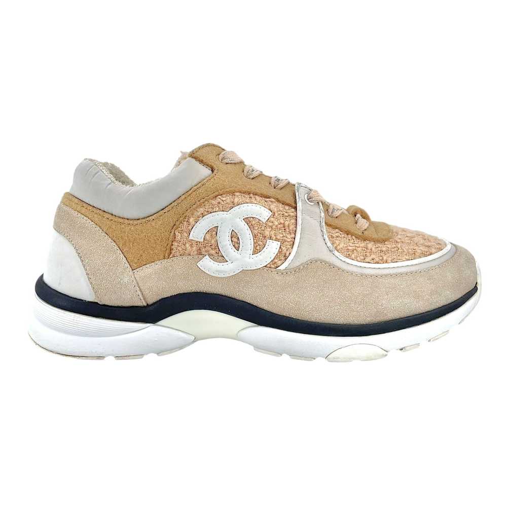 Chanel CC Logo Trainer Low Cork Beige White - image 1