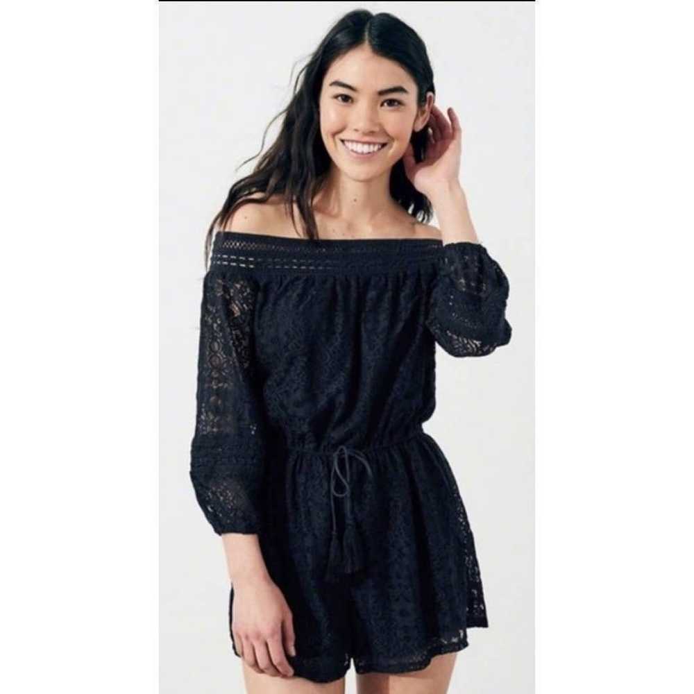 Hollister Off Shoulder Lace Romper Shorts Navy Si… - image 10