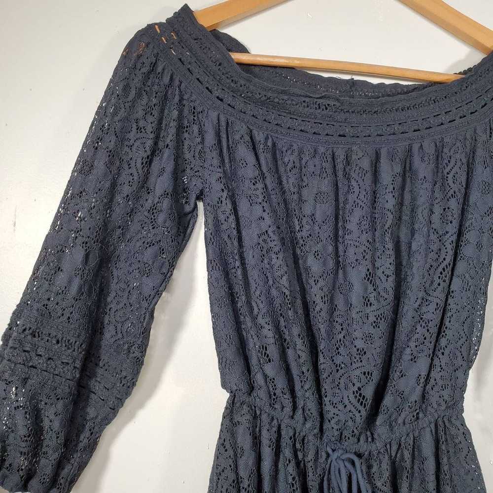 Hollister Off Shoulder Lace Romper Shorts Navy Si… - image 3