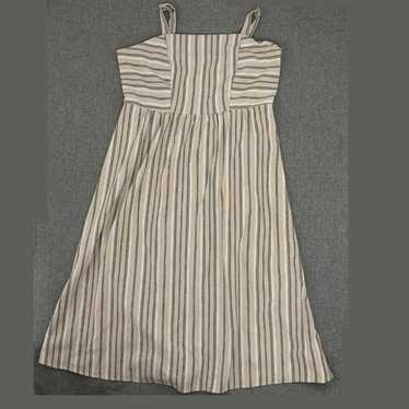 Robert Louis Linen Blend Dress XL Striped Tan Blu… - image 1