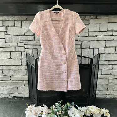 Pink Tweed Short Sleeve Dress