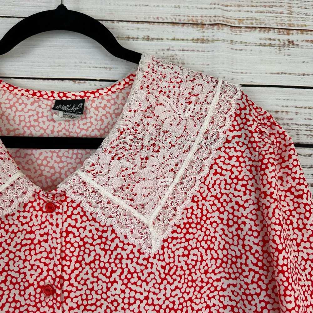 Women's Vintage Brian Michele Red White Dots Lace… - image 2