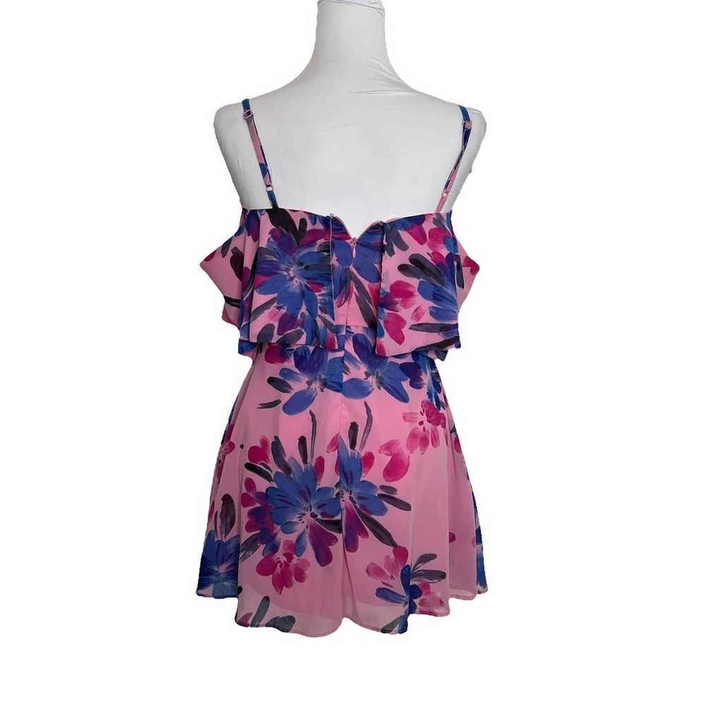 ASOS Mini Dress Floral Pink Blue Size 4 - image 3