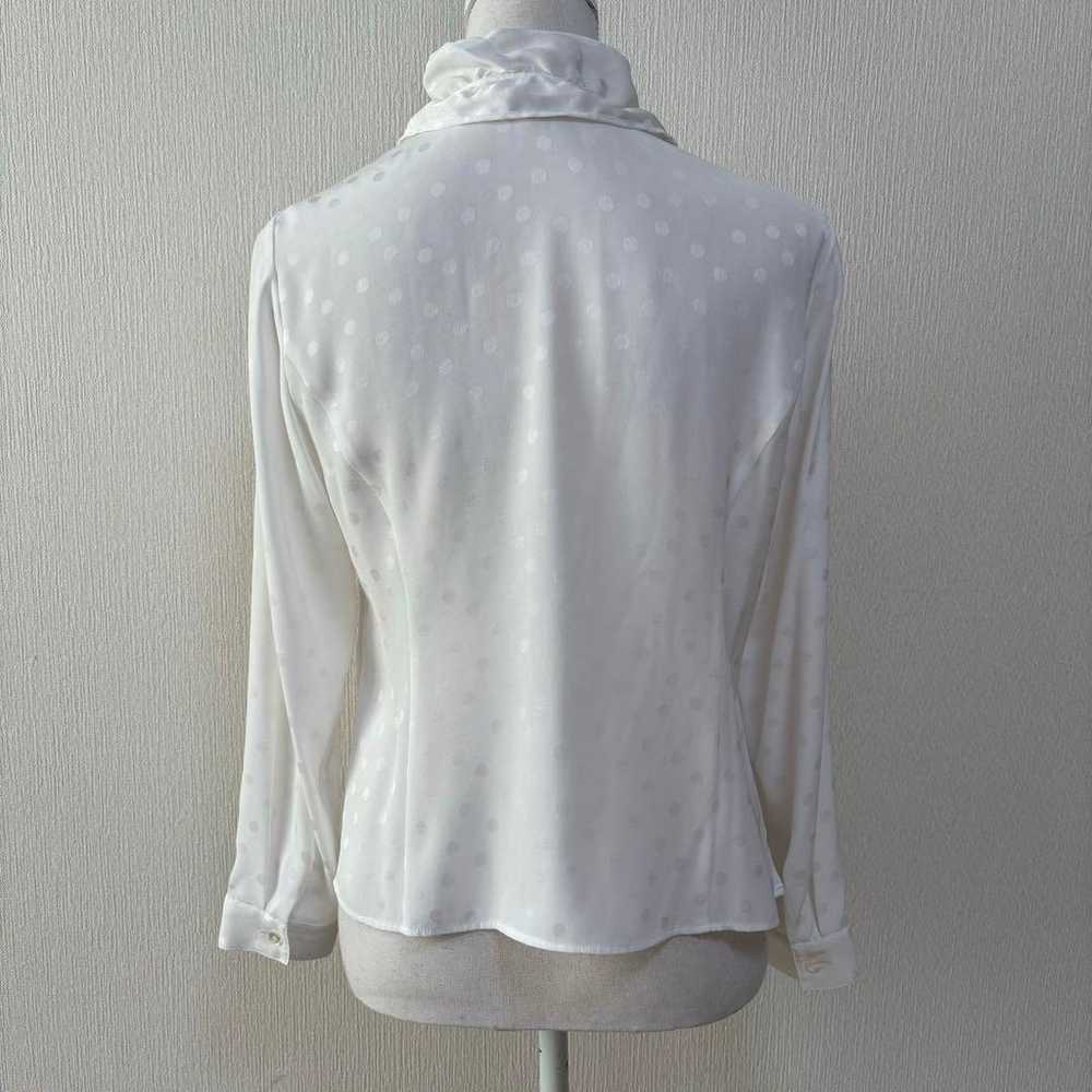 Vintage Sanyo Shokai Polka Dot Frill Blouse White - image 10