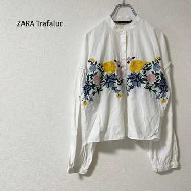 ZARA TRF Oversized No-Collar Blouse with Floral E… - image 1