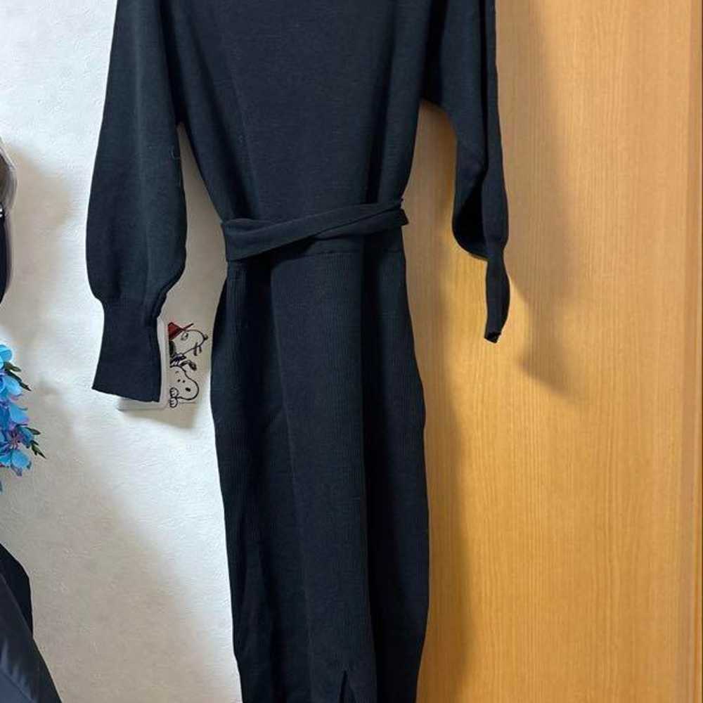 Black Knit Wrap Dress Long Sleeve - image 2