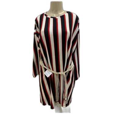 Zara Striped Black, Red & White Knee Length Retro 