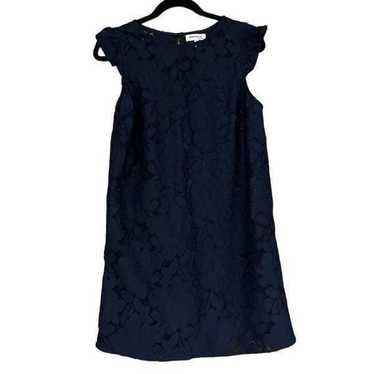 MONTEAU Navy Blue Lace Dress W/ Frill Sleeves Siz… - image 1