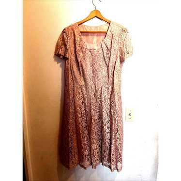 Pink Lace Vintage Dress Large C1960