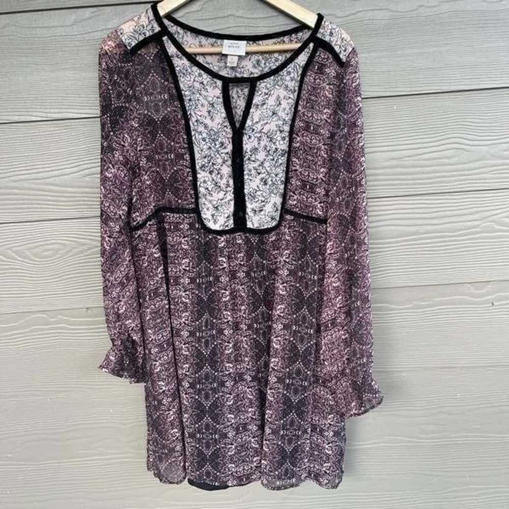 Knox Rose chiffon velvet trim boho tunic dress - image 1