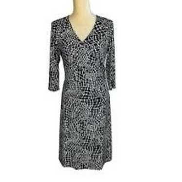 Talbots Women's 12 Faux Wrap Stretch Dress Black W