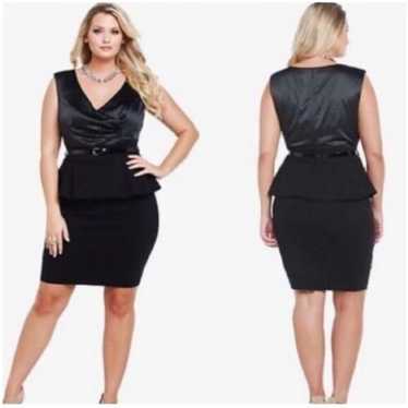 Torrid Black Gold Peplum Bodycon Dress Size 20