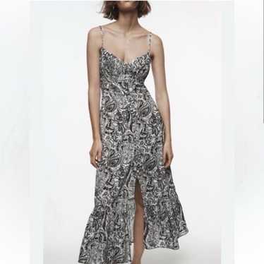 Zara Black and White Paisley Dress