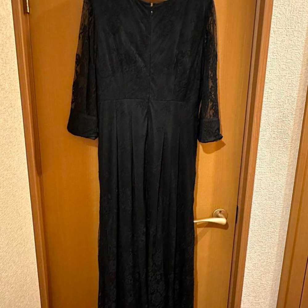 Rope Picnic Black Long Sleeve Long Dress with Lac… - image 2