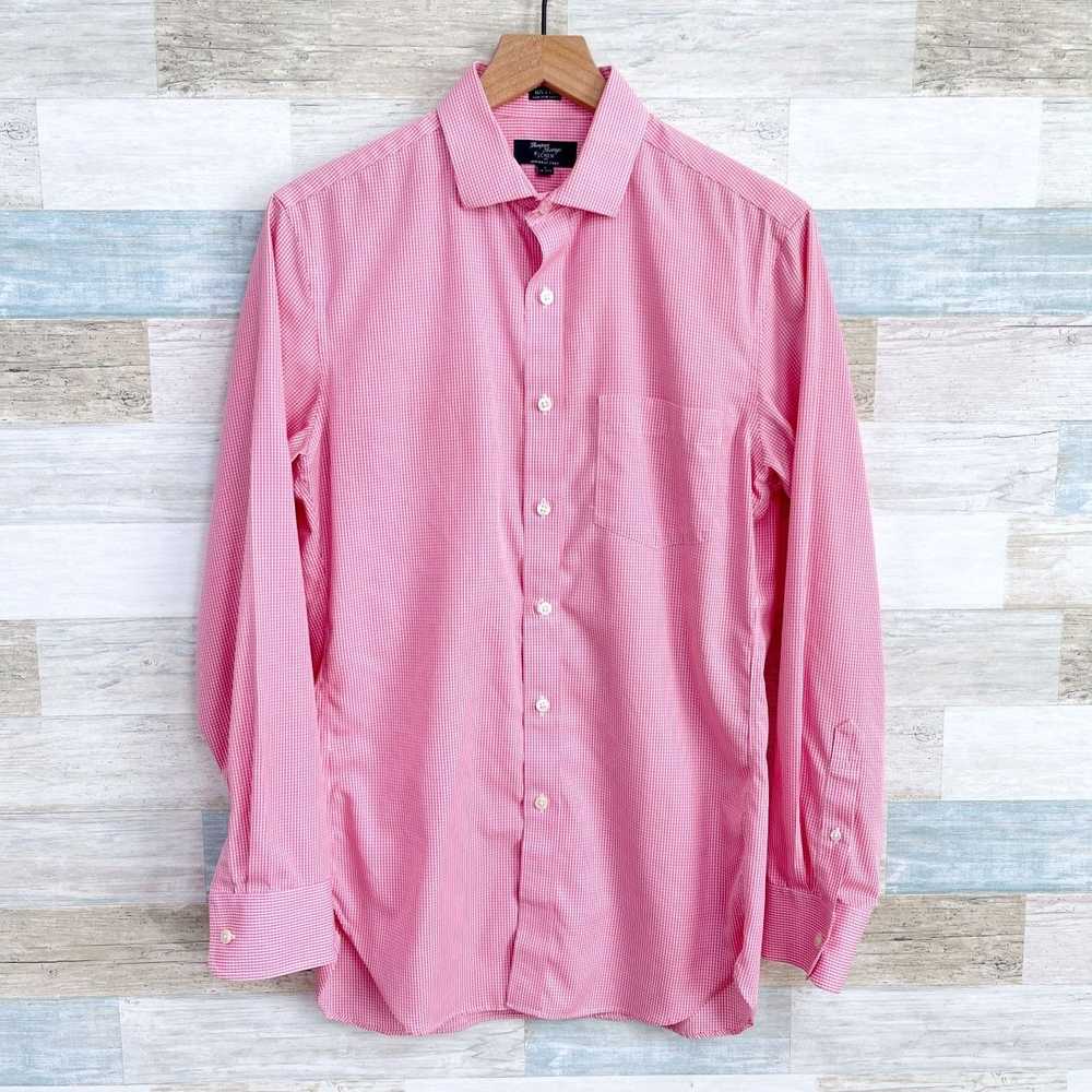 J.Crew J Crew Poplin Shirt Pink Gingham Button Do… - image 1