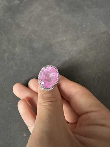 925 Silver × Gold × Jewelry Huge Pink topaz and Sa