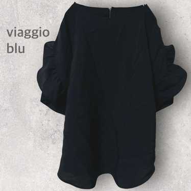 [Biaggio Blue] Frill Blouse M Boat Neck Feminine … - image 1