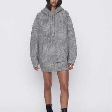 ZARA Gray Knit Dress Hoodie