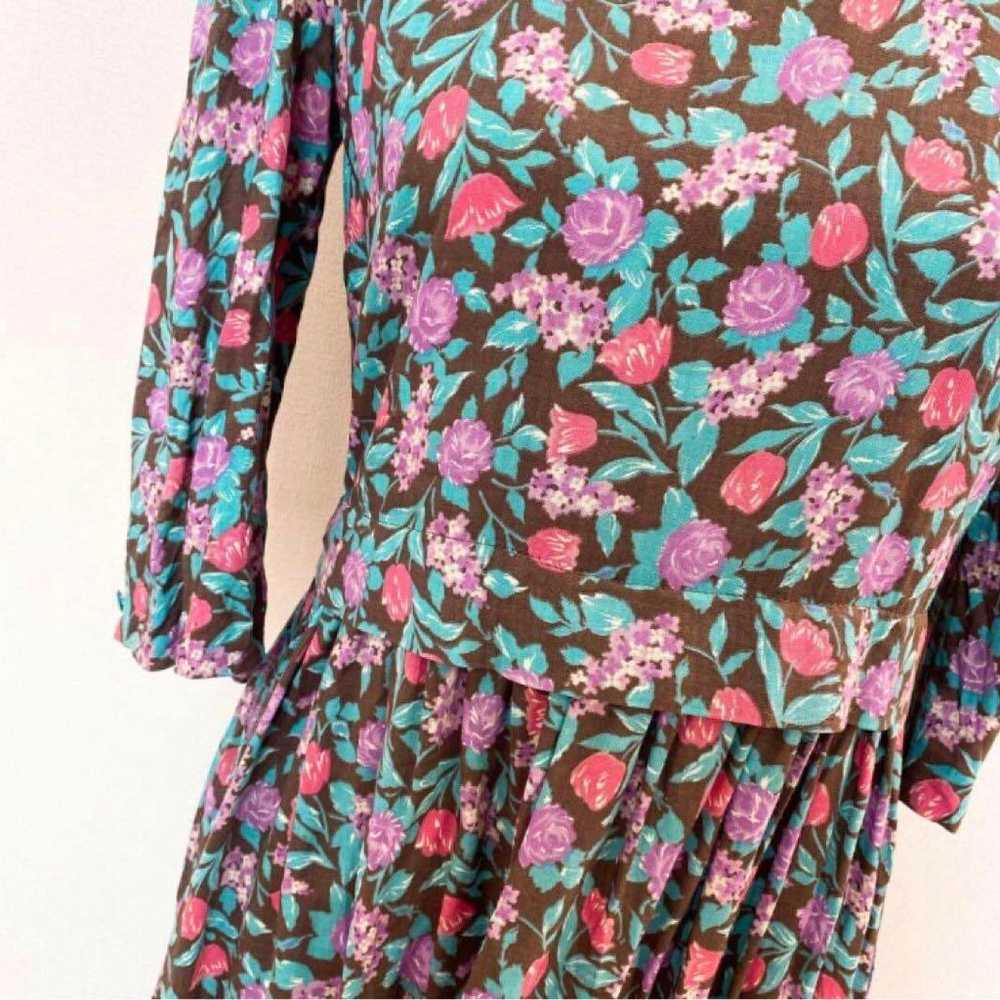 Showa Retro Long Dress Long Sleeve All Over Patte… - image 2