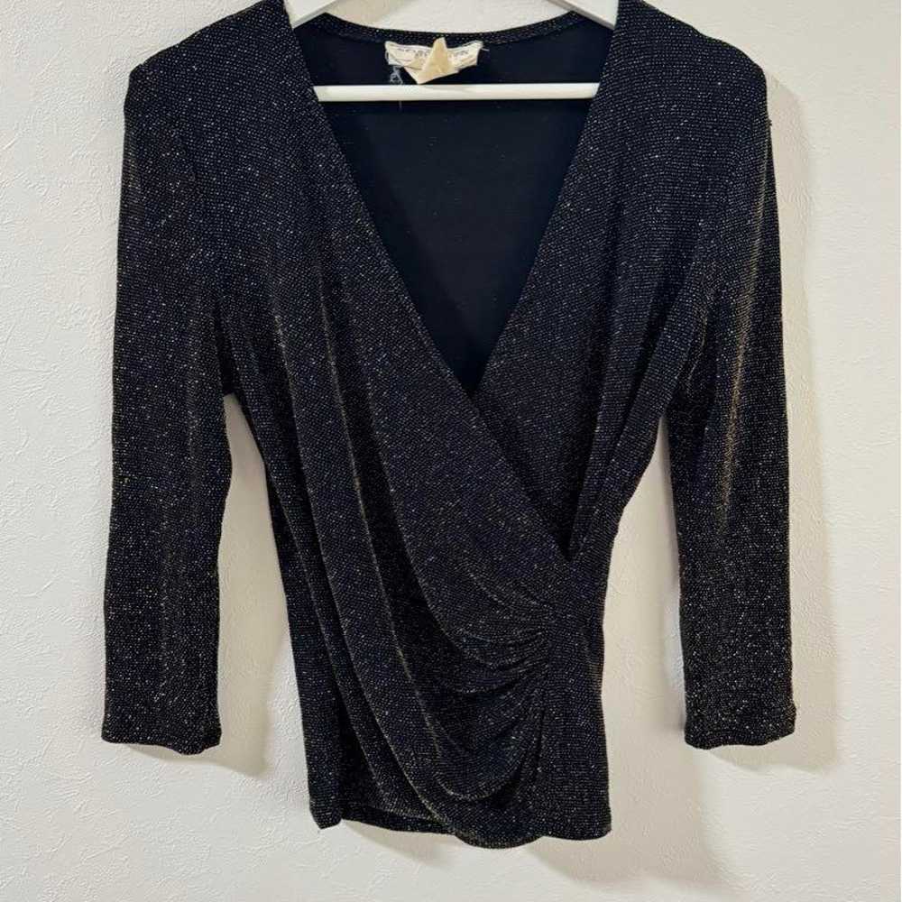 Vintage V-neck Glitter Top S - image 1