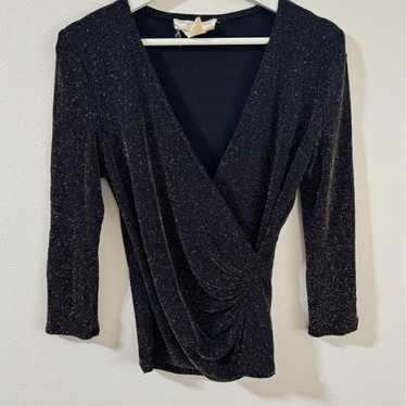 Vintage V-neck Glitter Top S - image 1