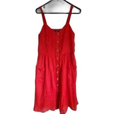 Mlle Gabrielle Dress Women XL Red Sundress Button… - image 1