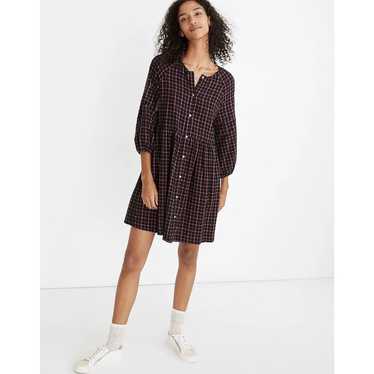 Madewell Plaid Flannel Raglan Button-Front dress S