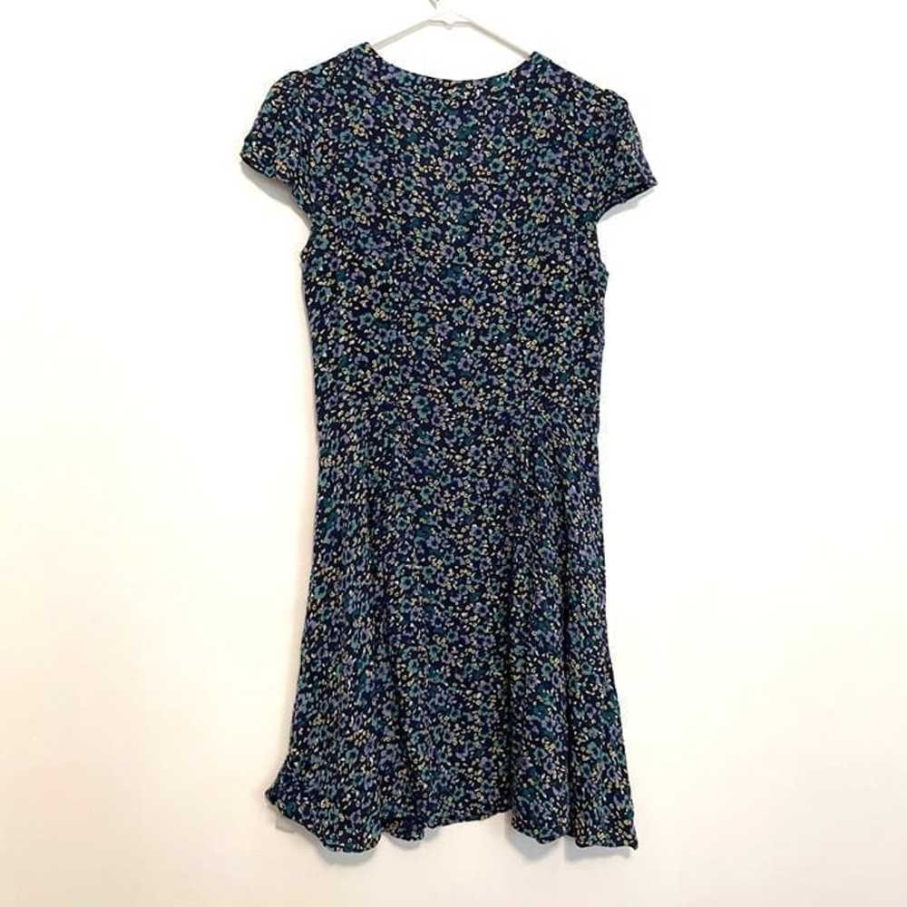 YUMI Navy Blue Teal Floral Short Sleeve Babydoll … - image 12