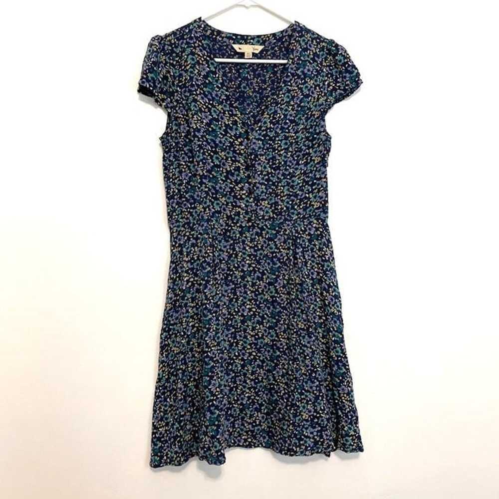 YUMI Navy Blue Teal Floral Short Sleeve Babydoll … - image 1