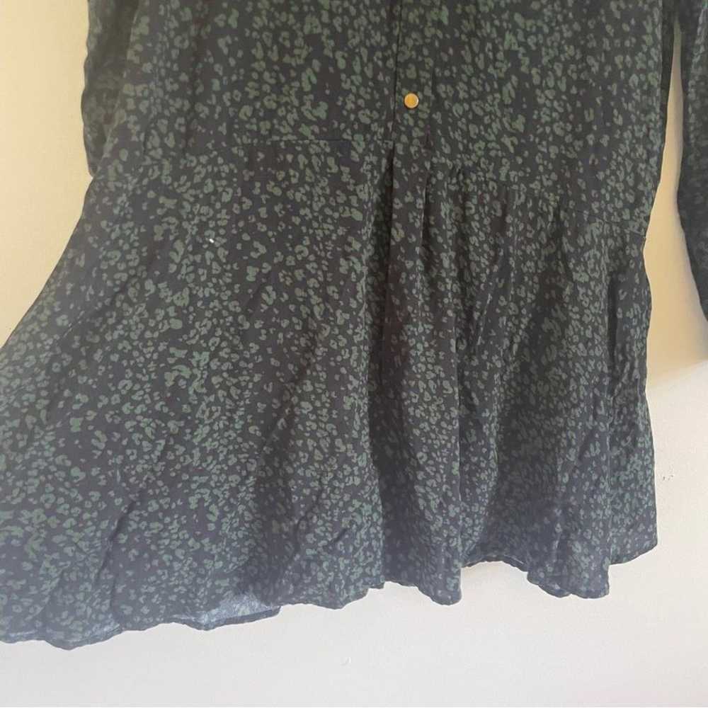 Zara Green & Black Animal Print Ruffle Button Dow… - image 3