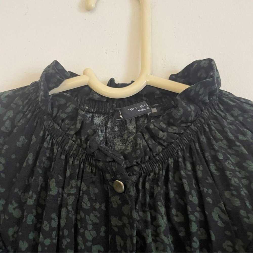 Zara Green & Black Animal Print Ruffle Button Dow… - image 8